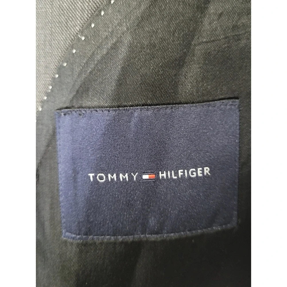 Tommy Hilfiger Blazer Jacket Mens 41R Gray 100% Wool Notch Lapel Single Breasted